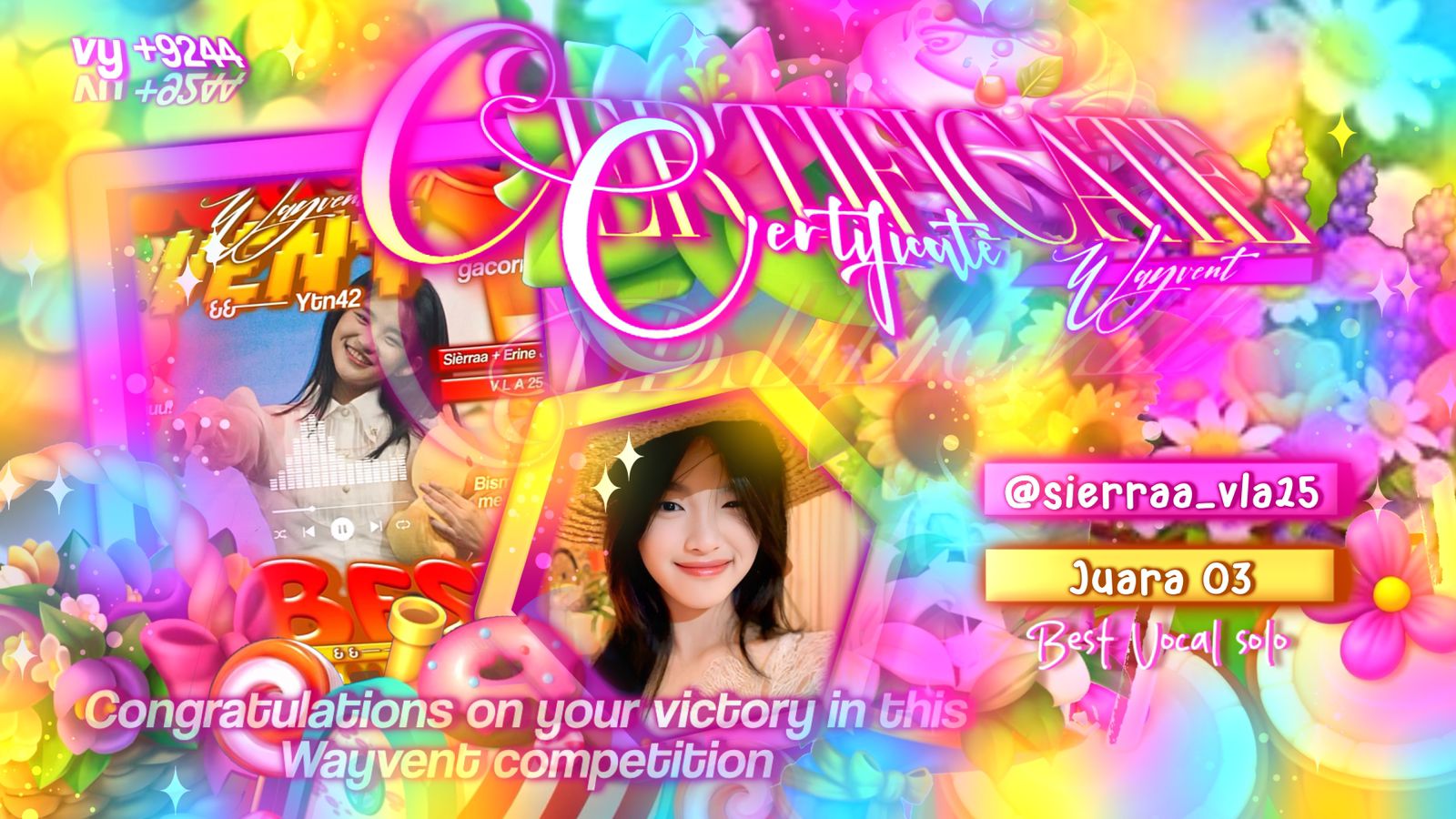 Sertifikat Best Vocal Solo Wayvent Competition
