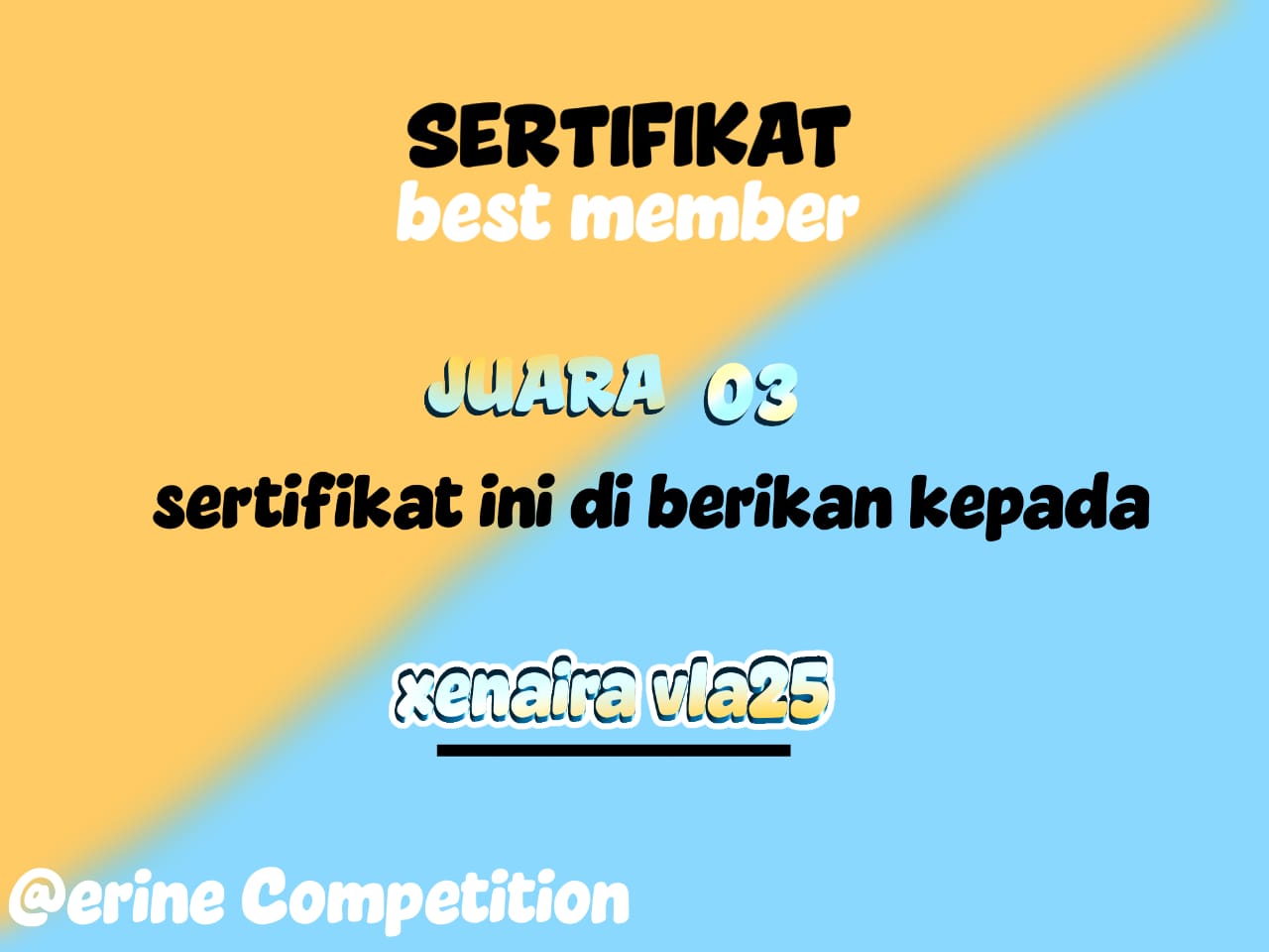 Sertifikat Best Member Xenaira